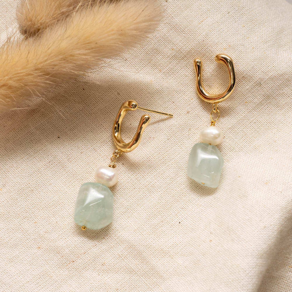 Seabird Aquamarine Pearl earrings 