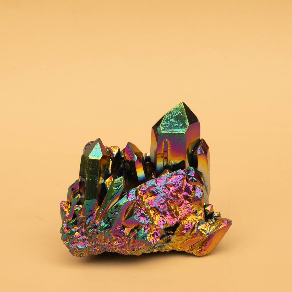 Rainbow Titanium Aura Quartz Crystal Cluster
