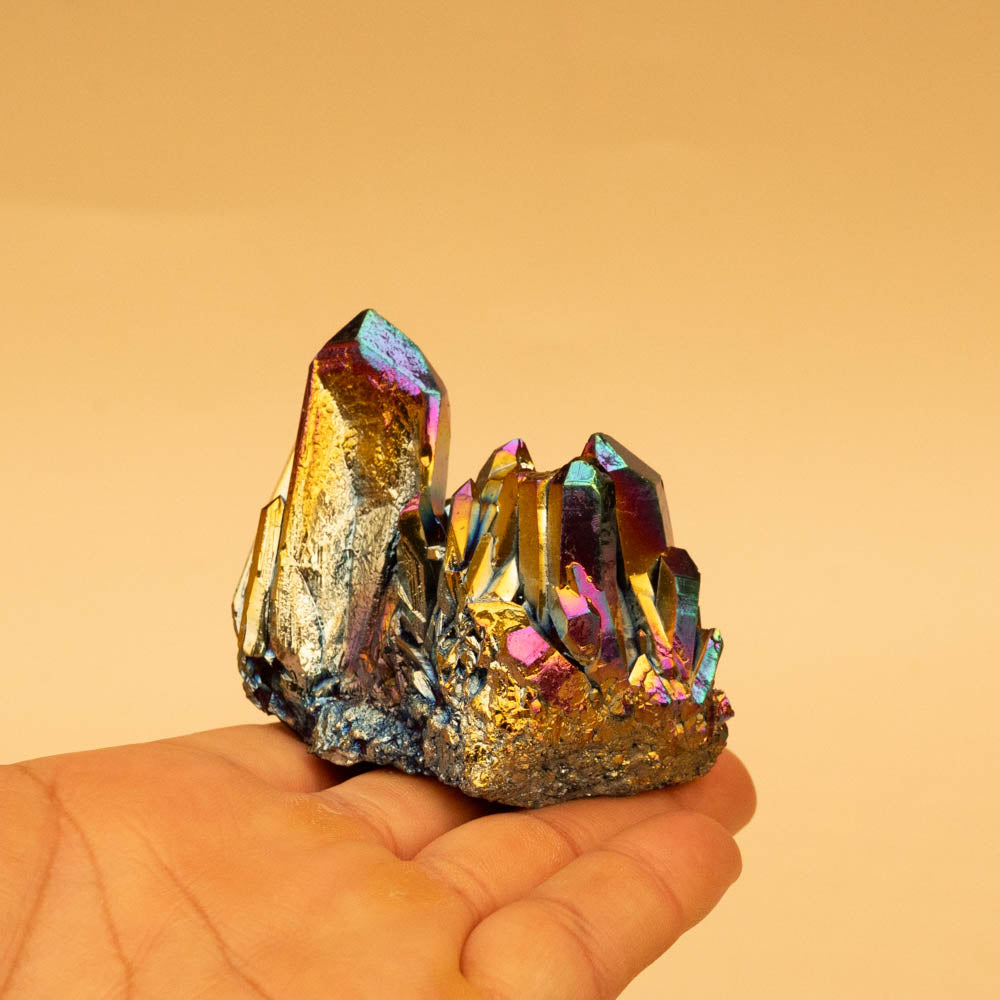 Rainbow Titanium Aura Quartz Crystal Cluster