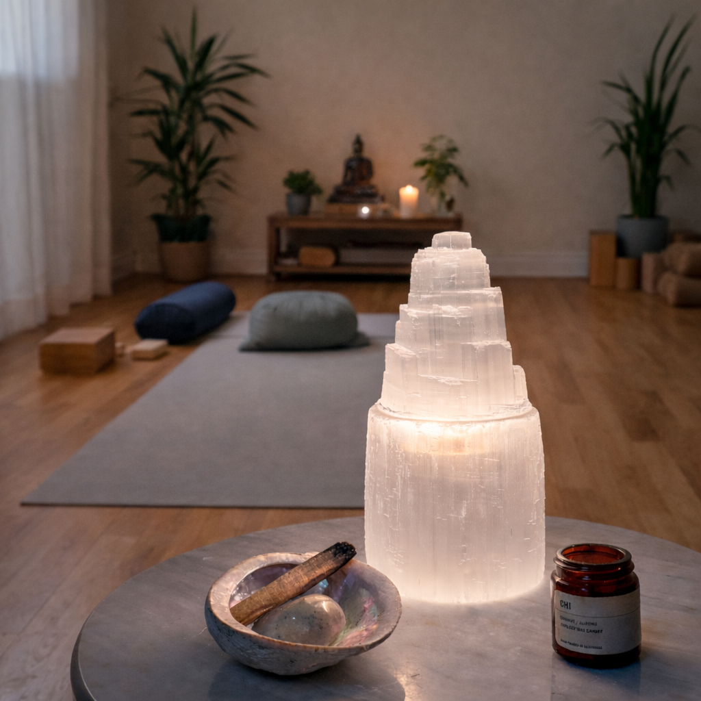 Himalayan Salt Lamp 3kg + Selenite Crystal Lamp 20cm Bundle