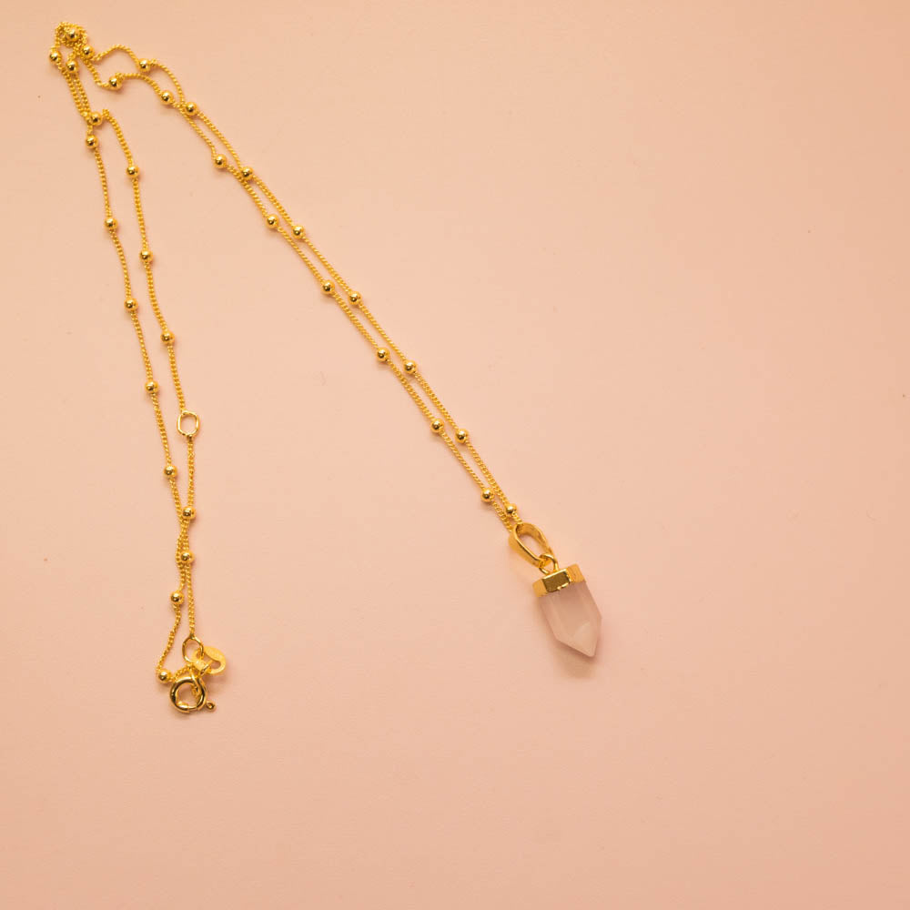 Rose quartz pendant on ball chain