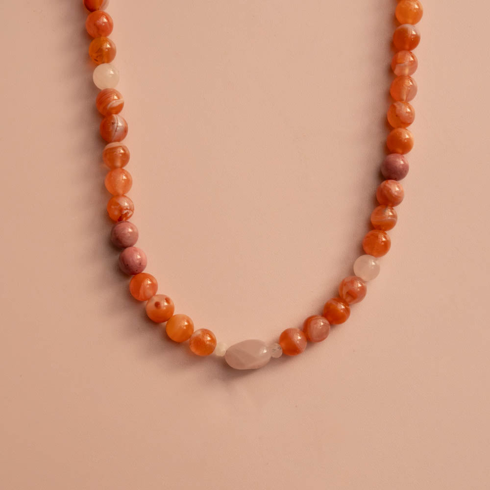 carnelian rose quartz necklace