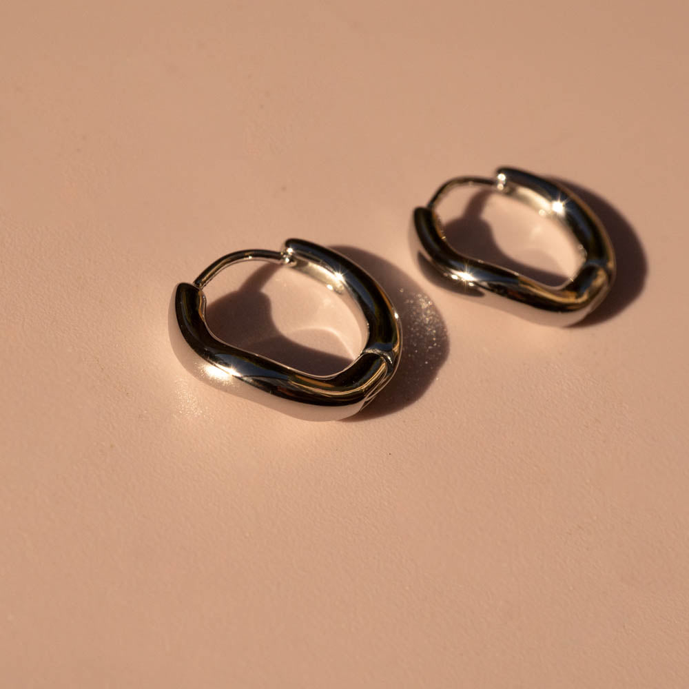 silver wavey hoops