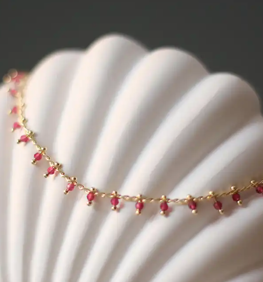 Pink bead ball bracelet