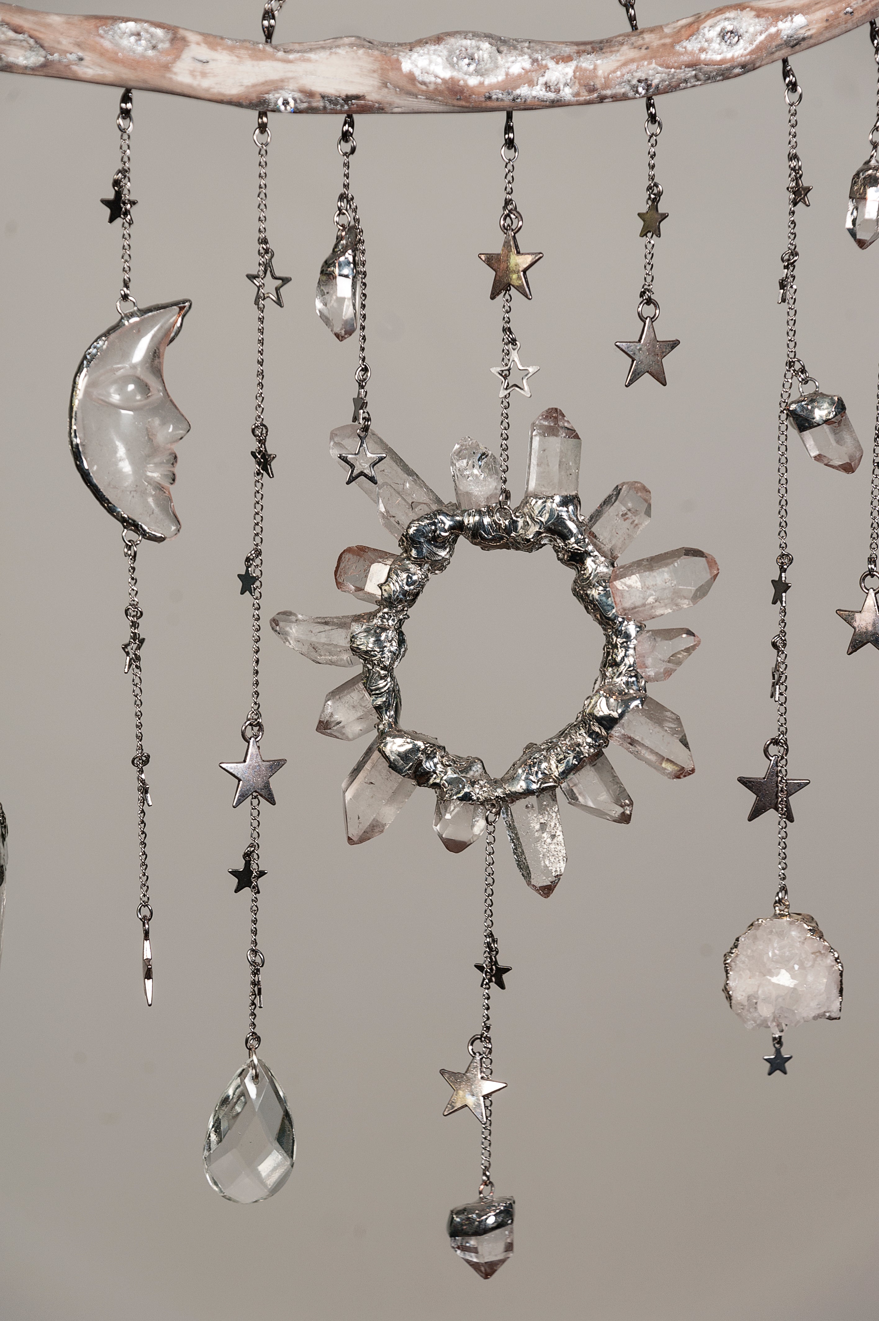 Celestial Dreams Crystal Driftwood Wall Hanging