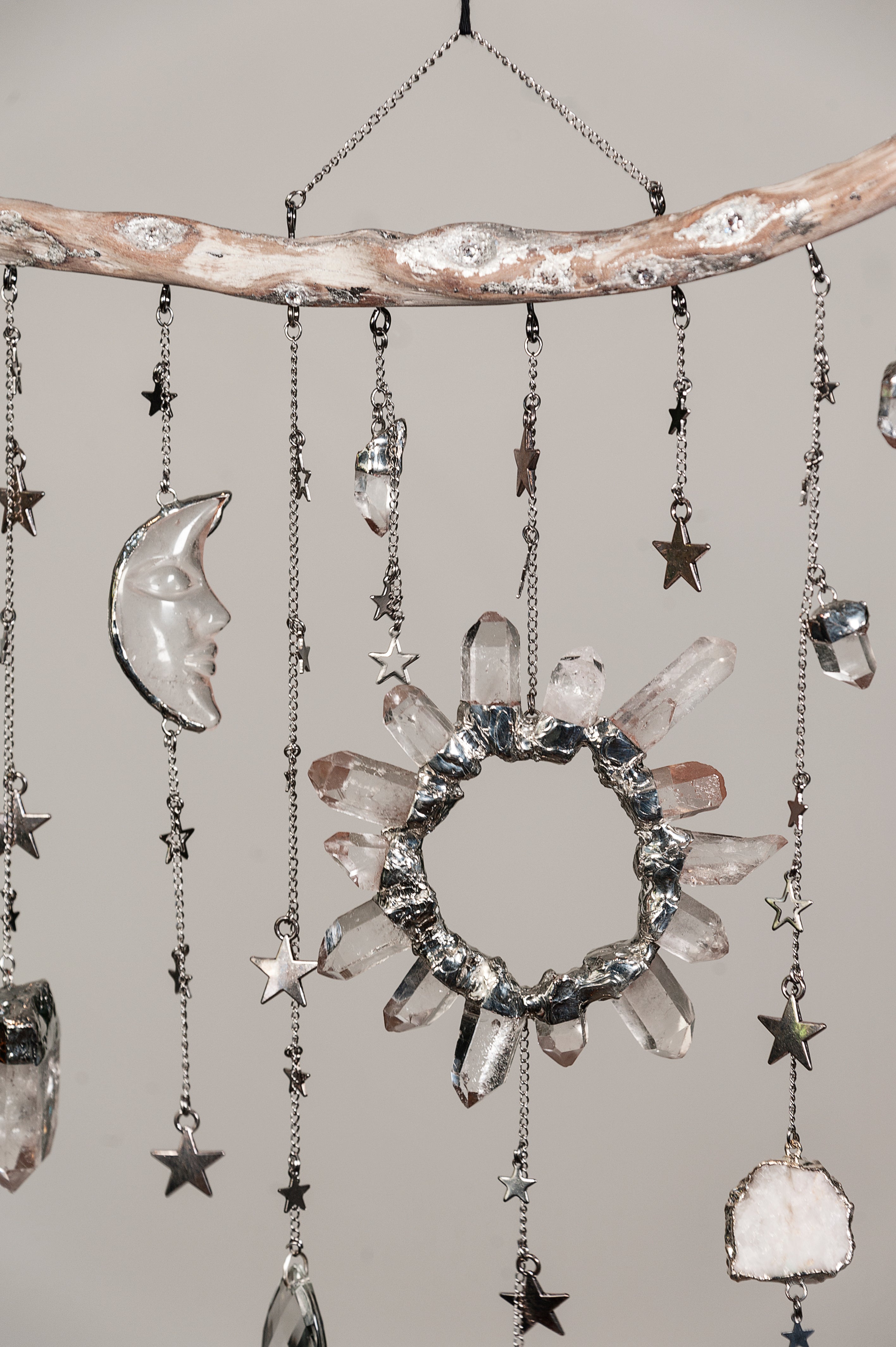Celestial Dreams Crystal Driftwood Wall Hanging