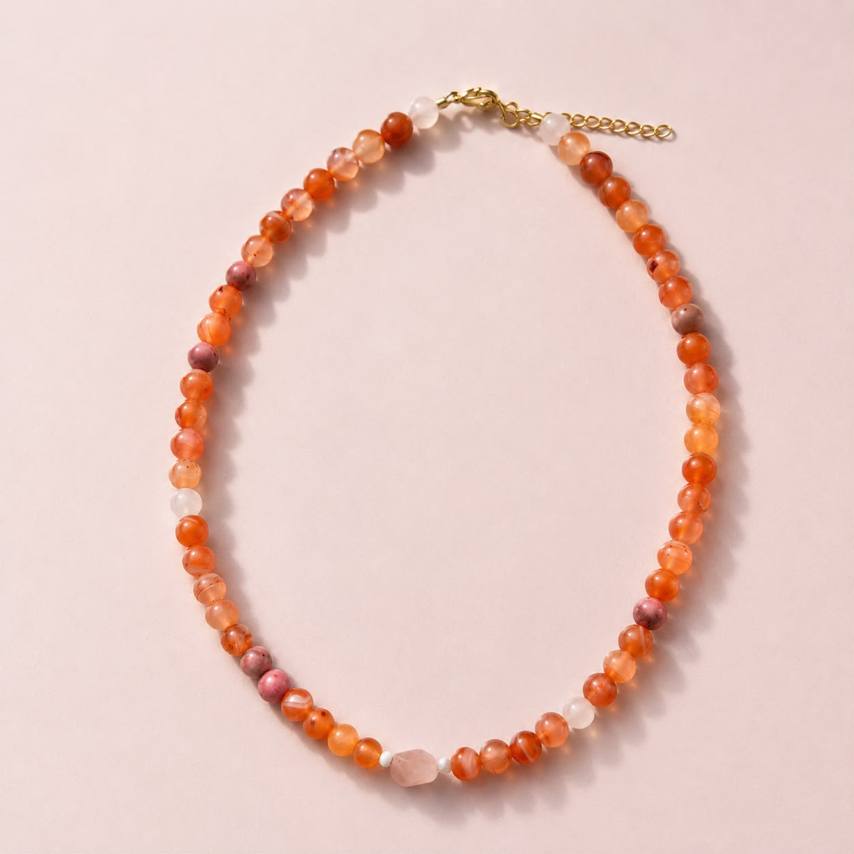 carnelian rose quartz necklace
