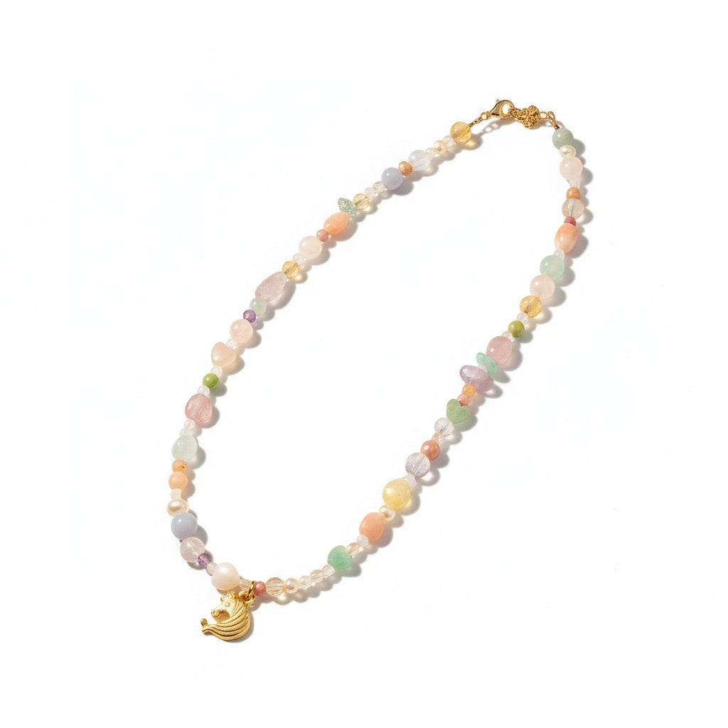 Enchanted pony charm beaded necklace