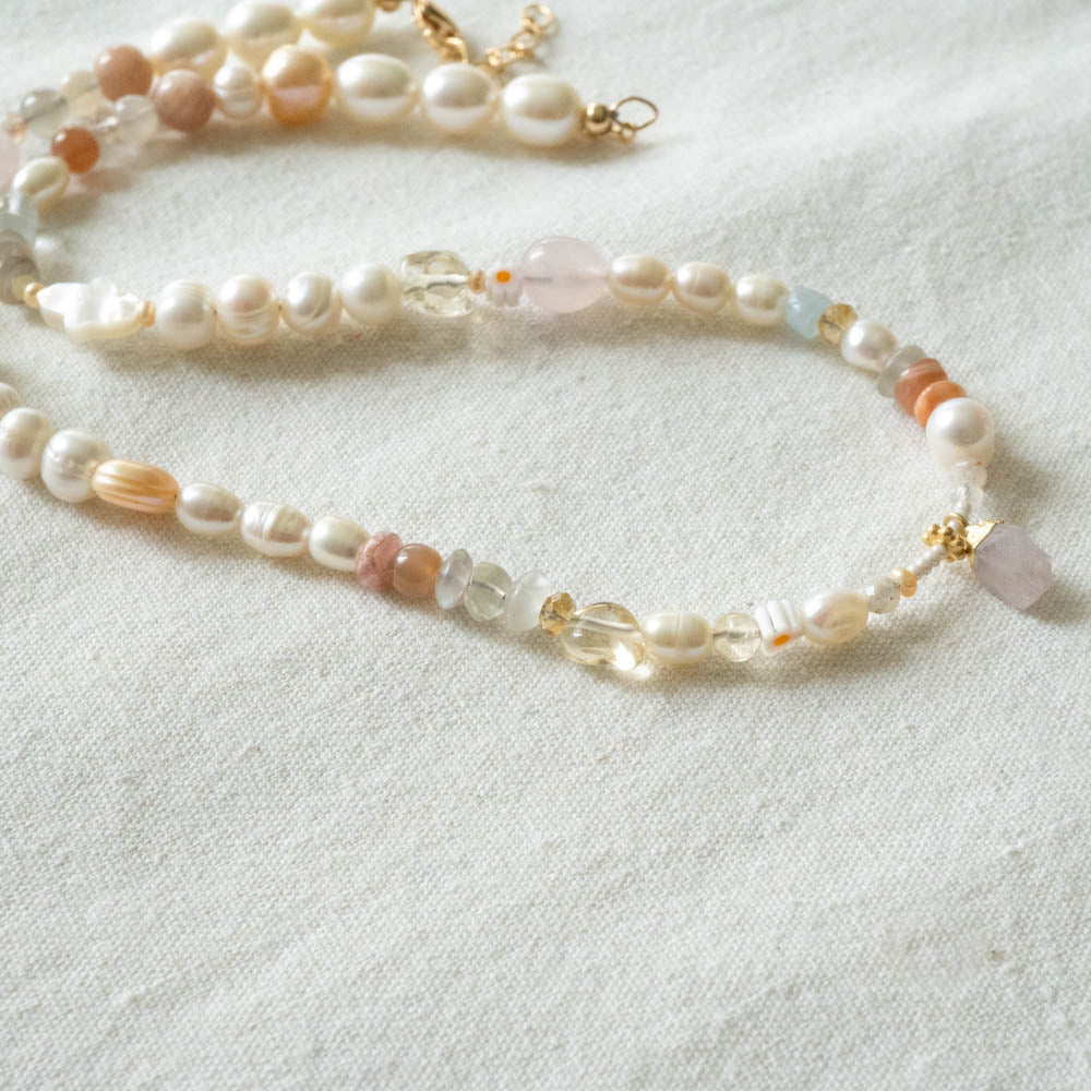 pink moon rose quartz necklace