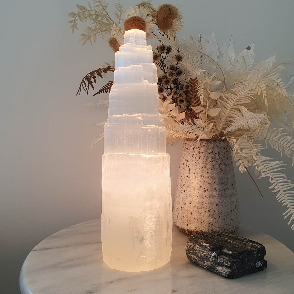 Selenite Lamp Duo