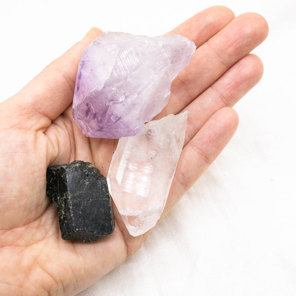 Amethyst + Black Tourmaline + Quartz Crystals