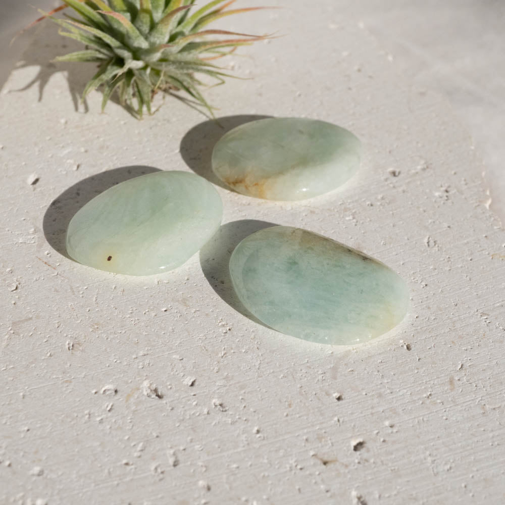 Aquamarine palm stones