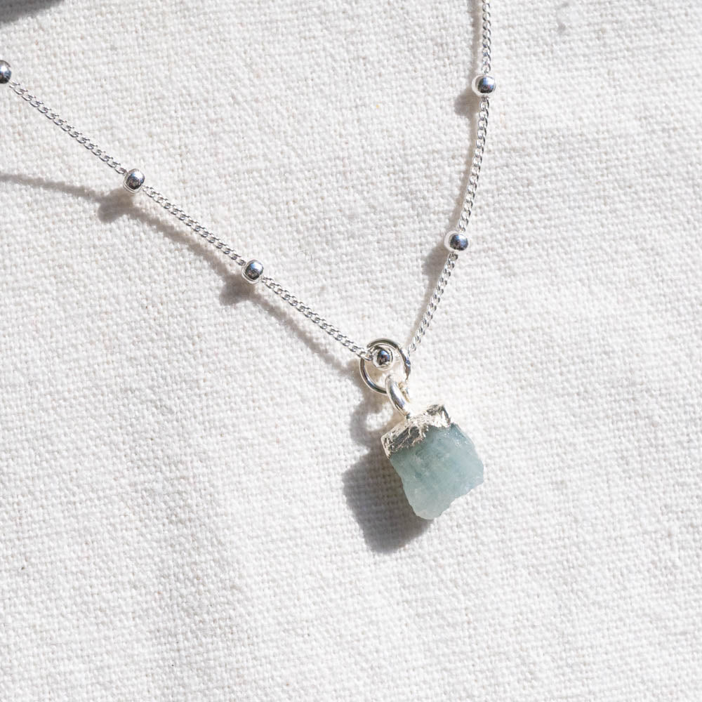 aquamarine sterling silver necklace