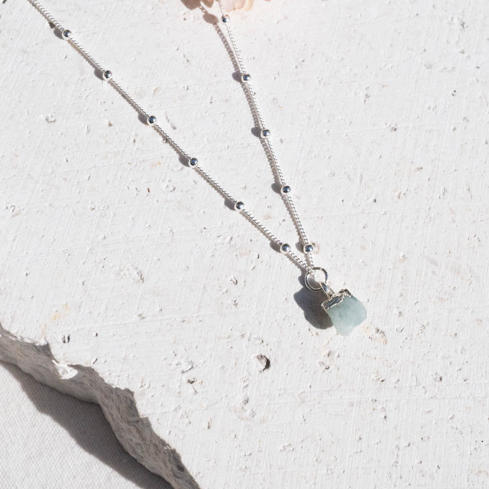 aquamarine sterling silver necklace 