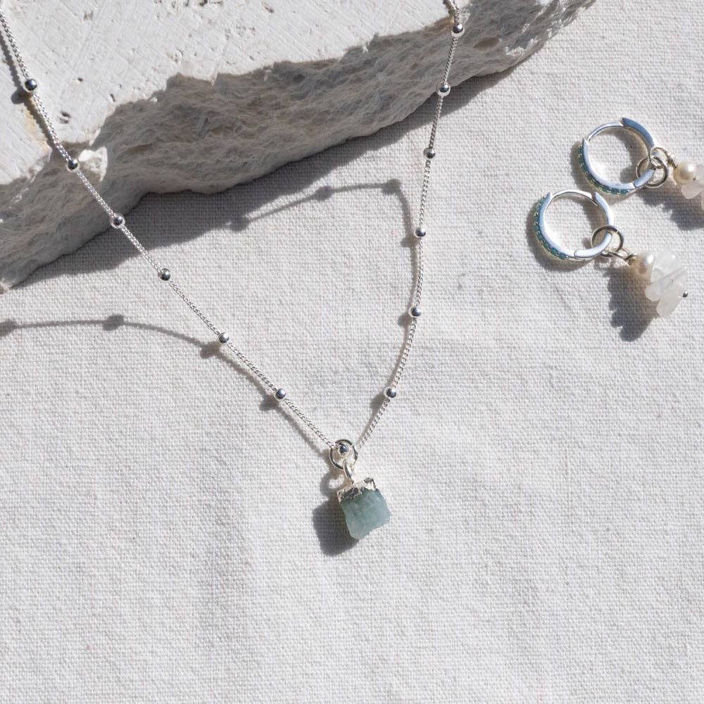 aquamarine sterling silver necklace