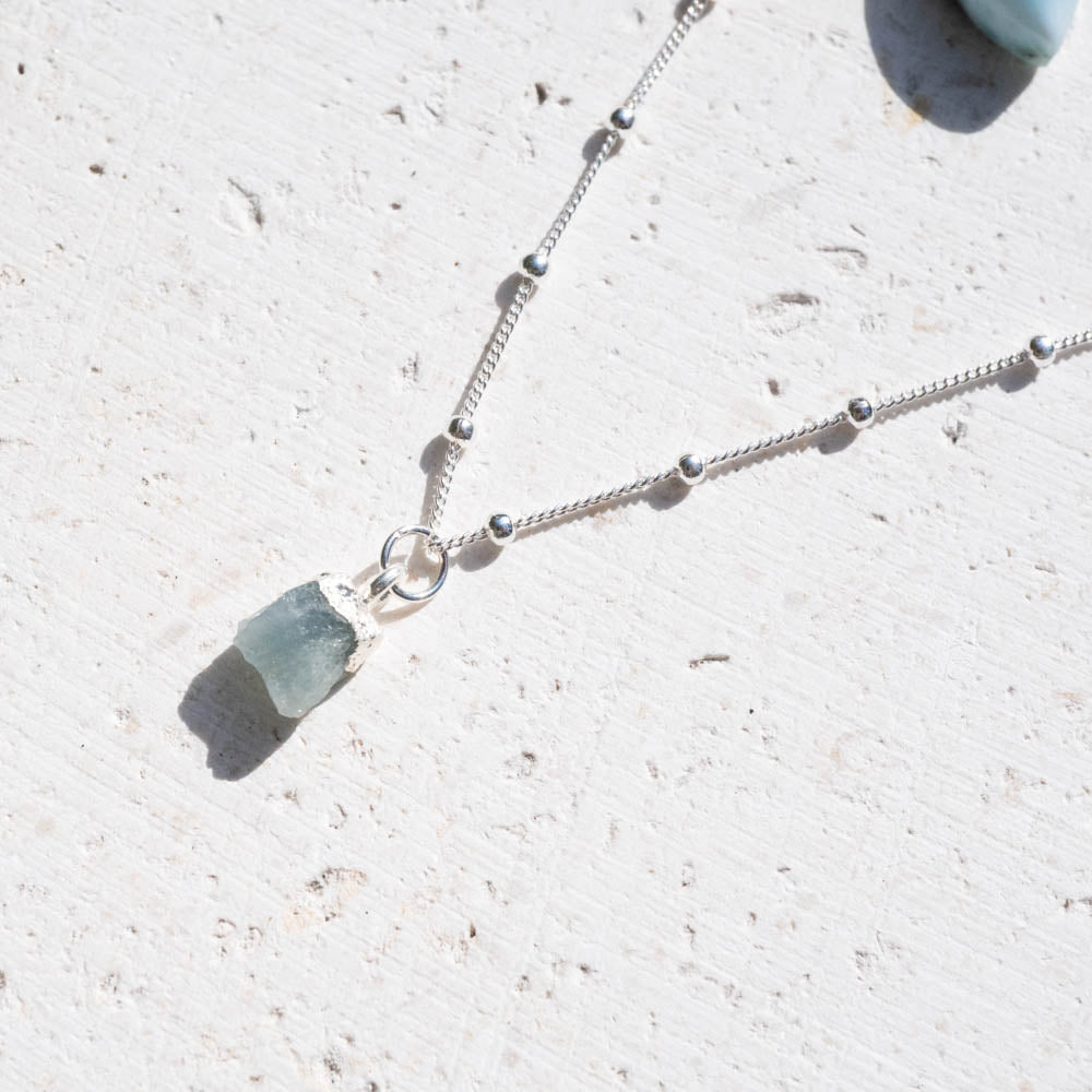 aquamarine sterling silver necklace 