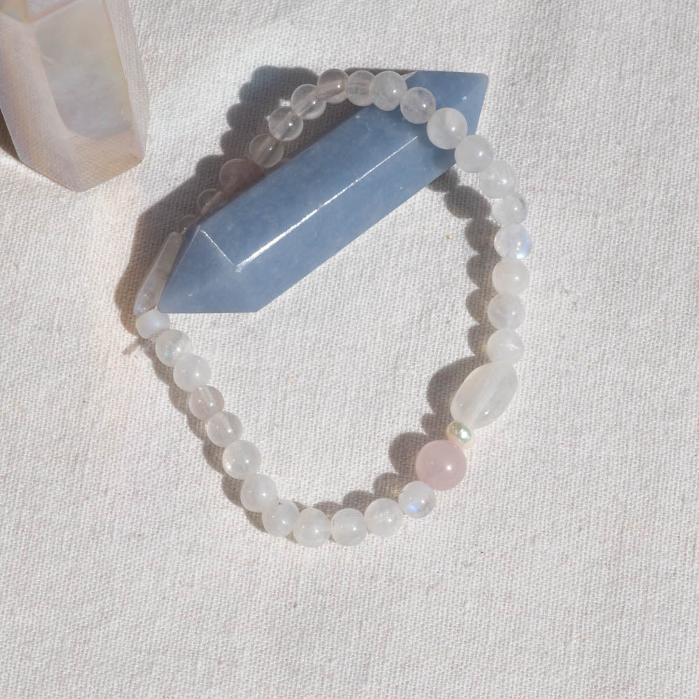 Moonstone rose quartz bracelet
