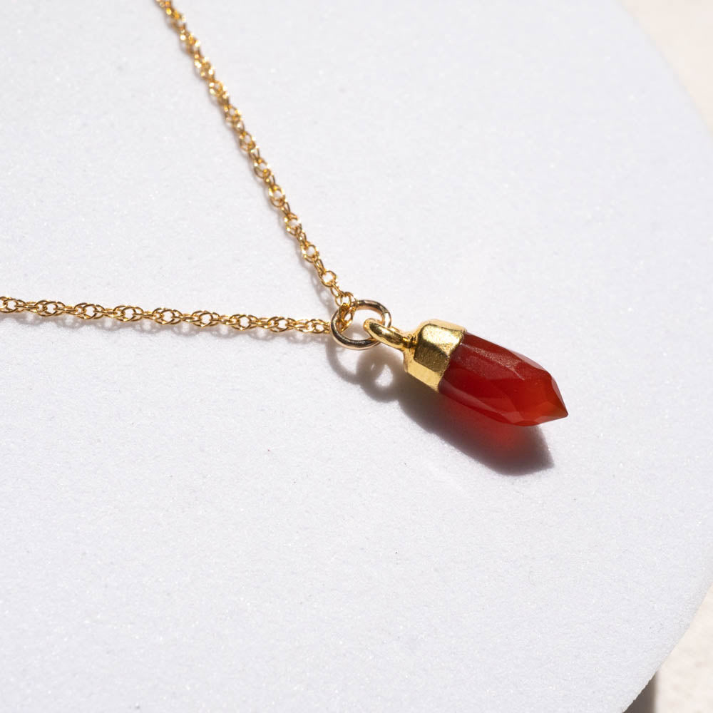 carnelian necklace in gold