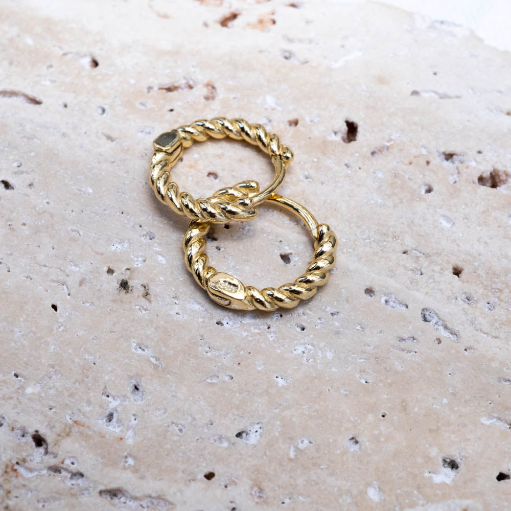 Twisted gold hoops