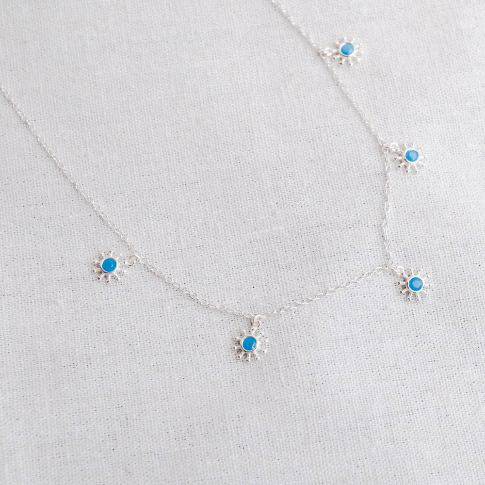 Flower chain Turquoise necklace  