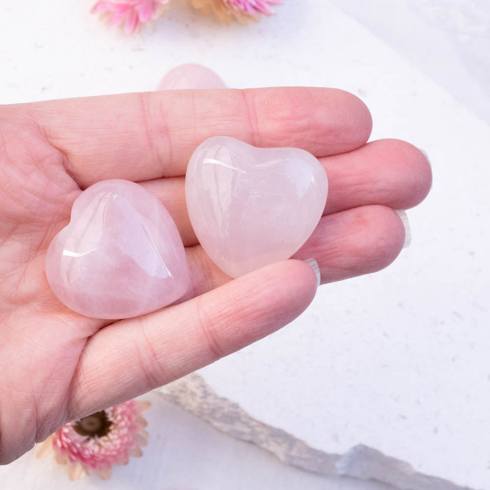 mini rose quartz hearts