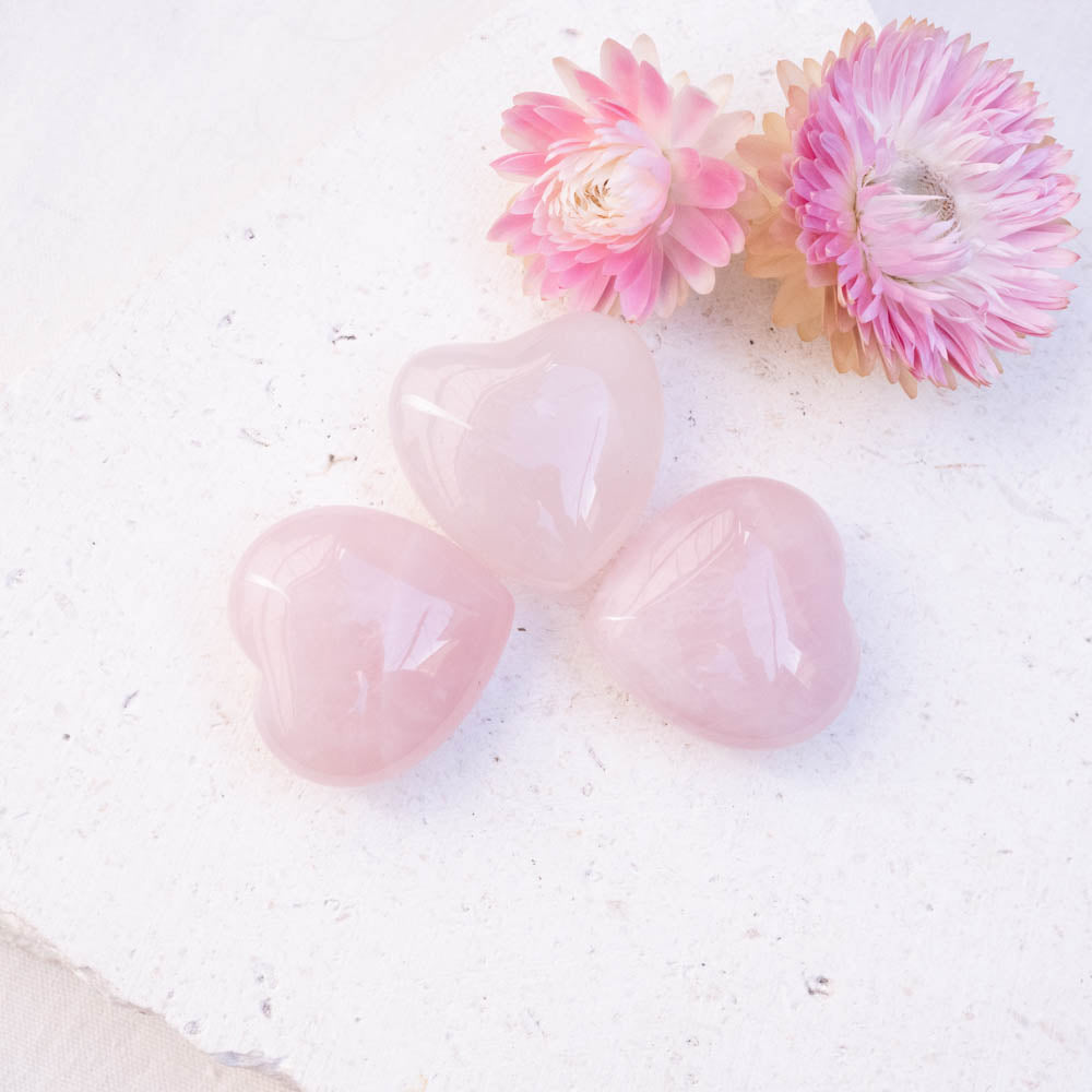 mini rose quartz hearts