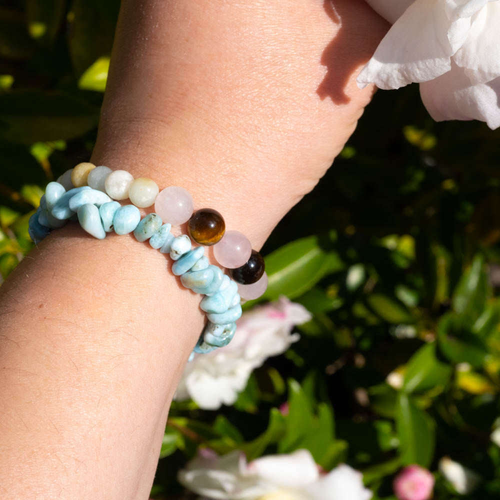 Larimar and gemstone bracelets