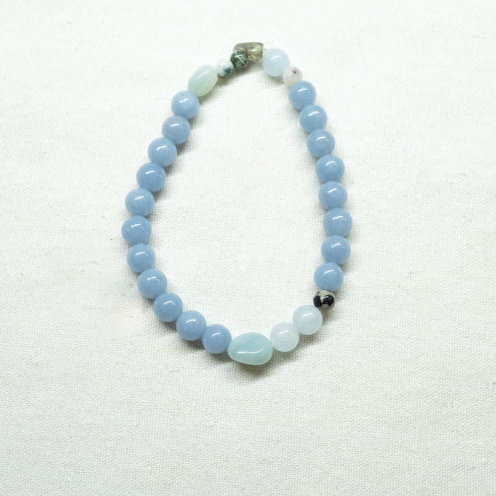 Angelite, amazonite and aquamarine bracelet  