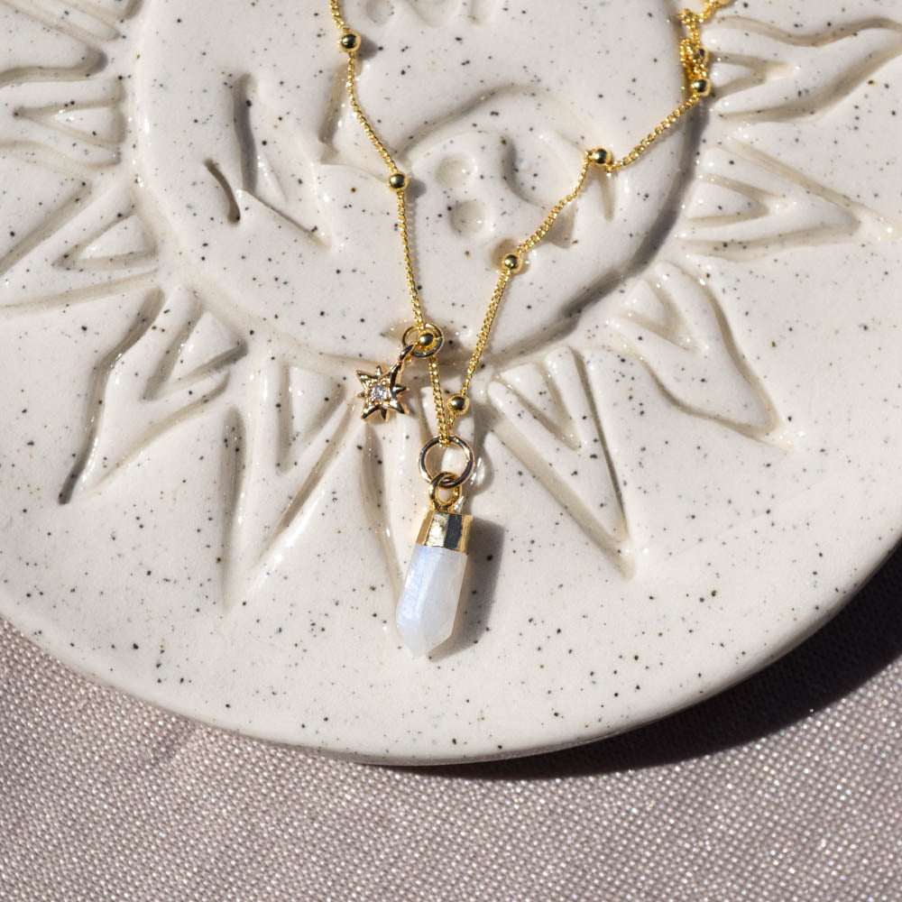 Moonstone gold necklace