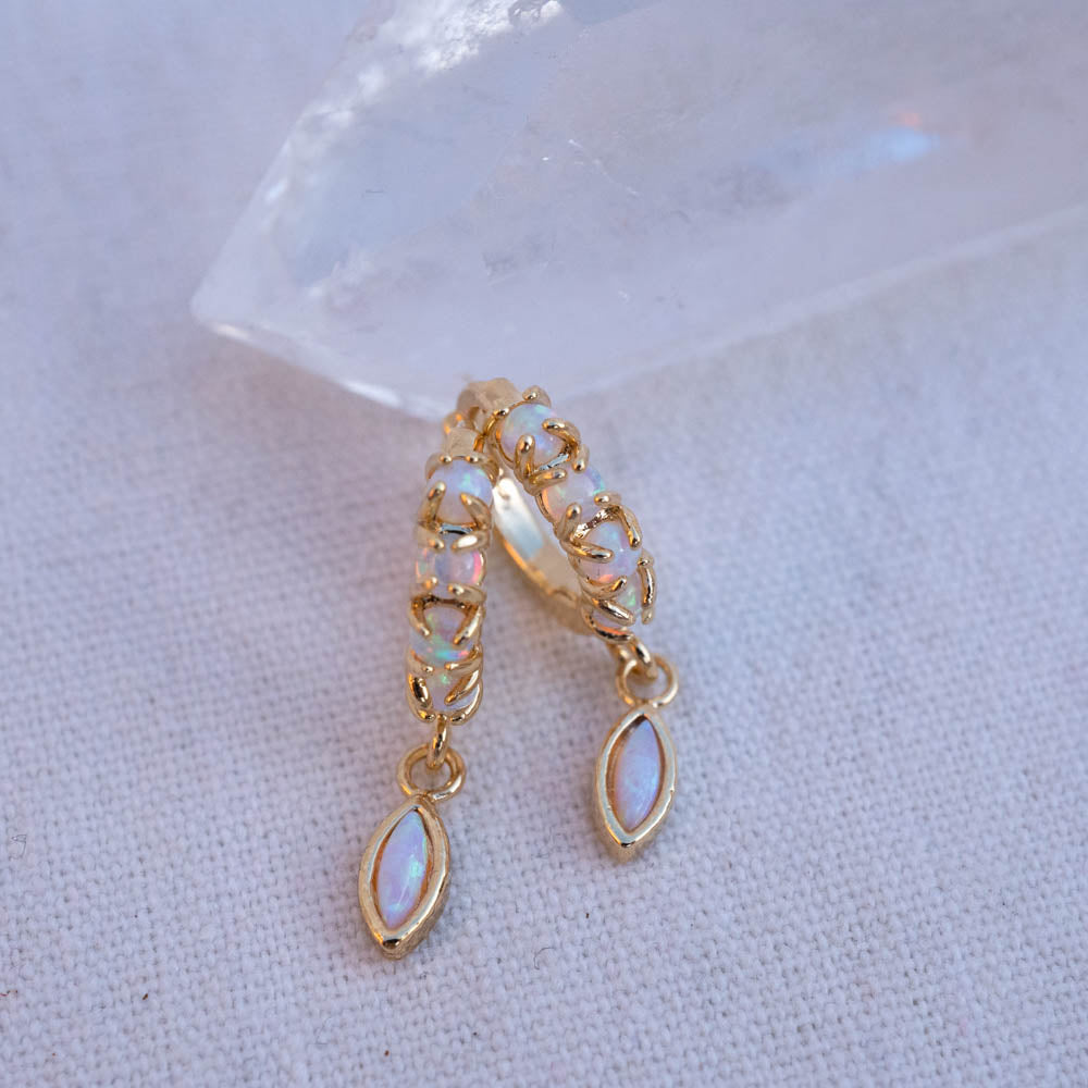 Opal hoops with opals