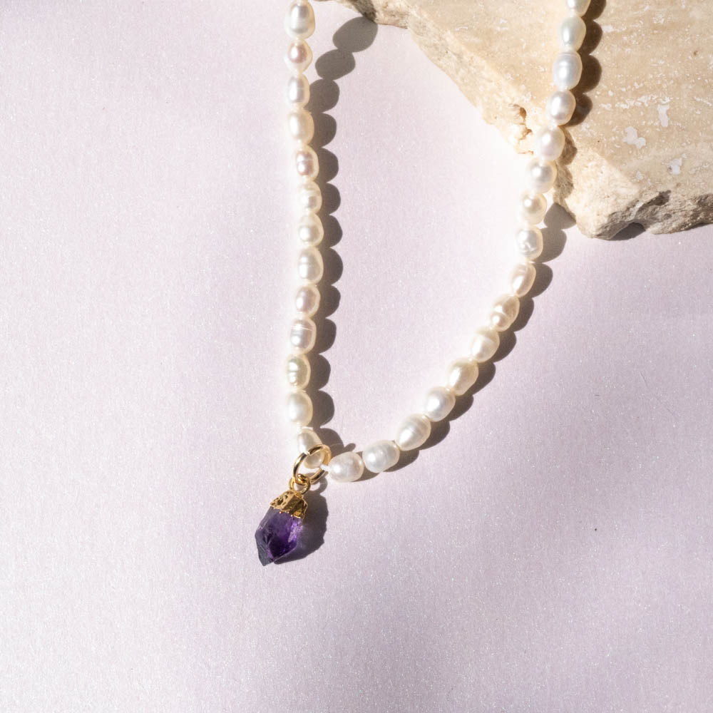 Amethyst pearl necklace