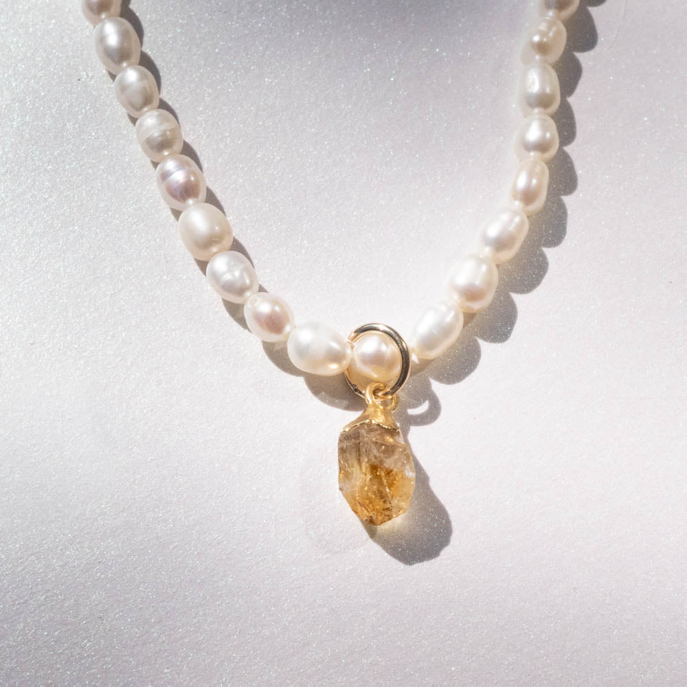 pearl necklace with citrine 