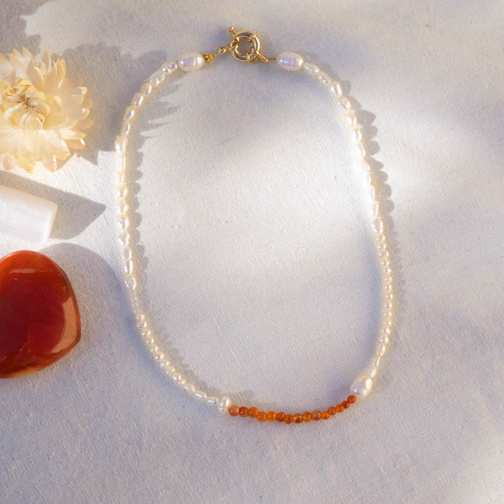 carnelian and pearl necklace