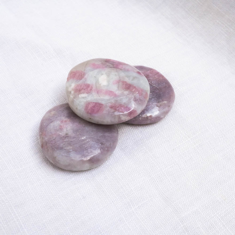 Pink tourmaline palm stones