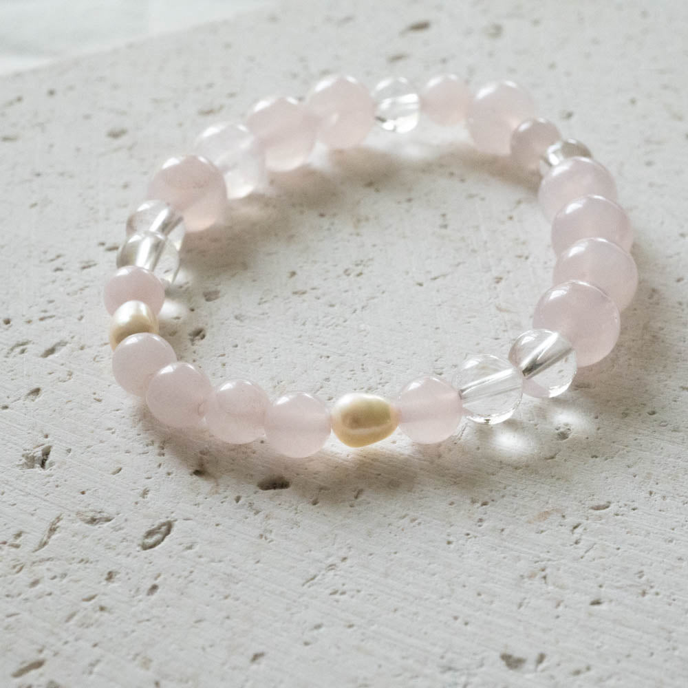 Valentines Day Gift Pearl and Rose Quartz Bracelet - Etsy