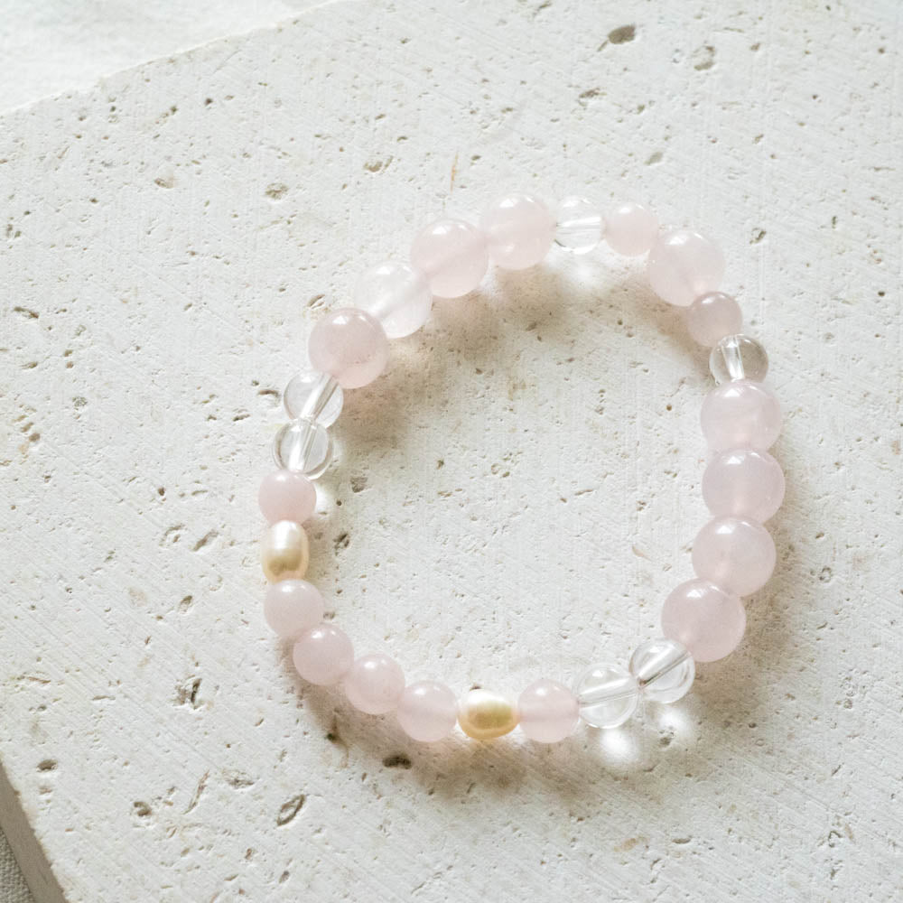 rose quartz and quartz bracelet