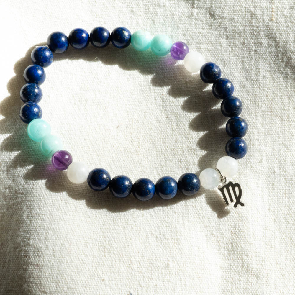 Virgo | Lapis Lazuli Birthstone Bracelet with Charm | Northern Sky