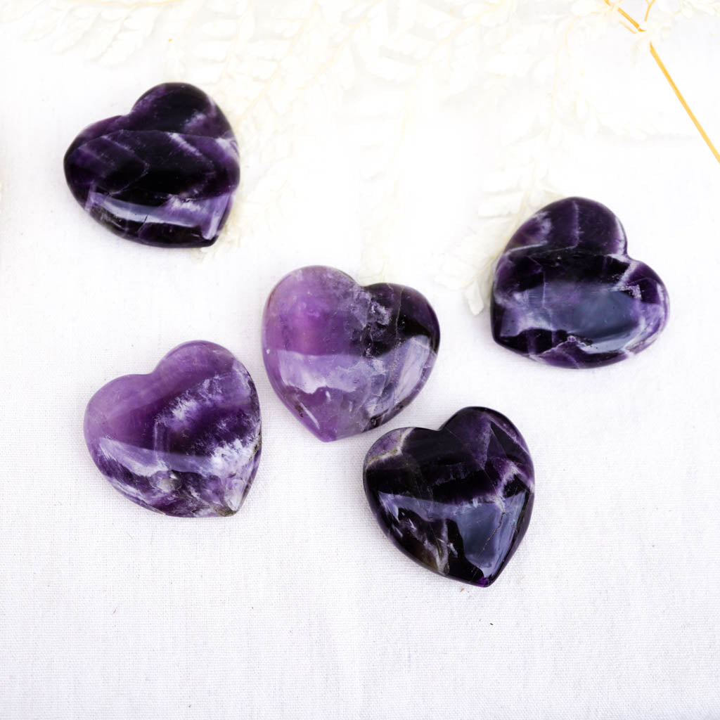 Chevron Amethyst hearts