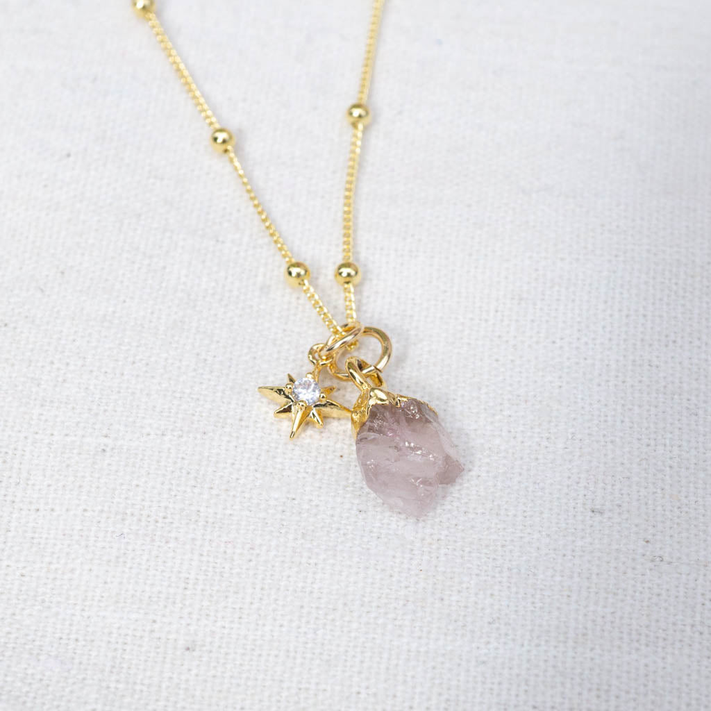 Rose Quartz and North Star necklace