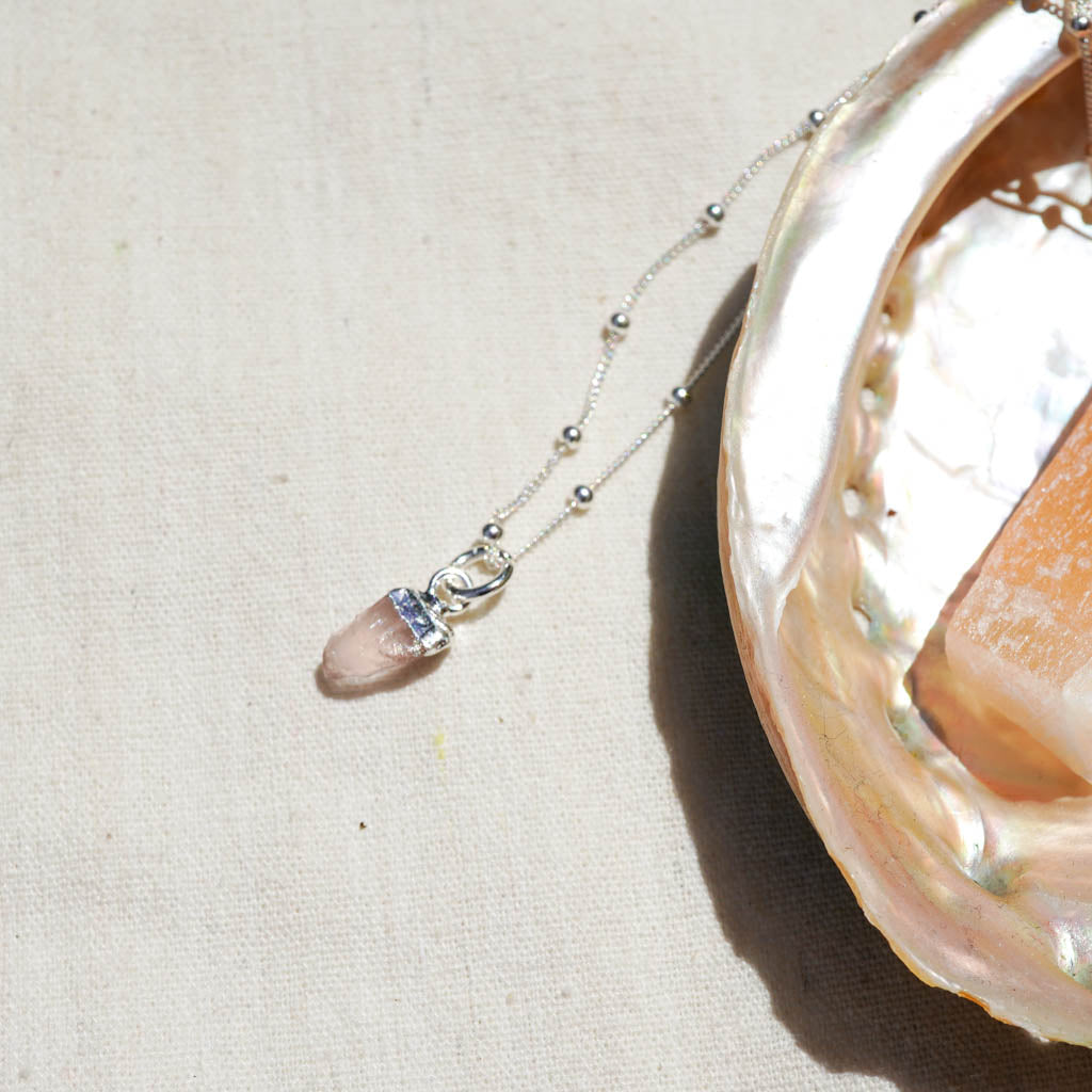 Rose Quartz Pendant Sterling Silver Necklace