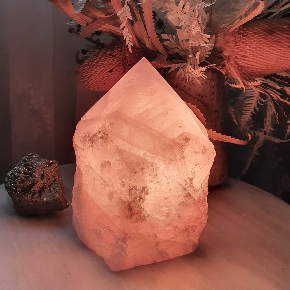 rose quartz point lamp