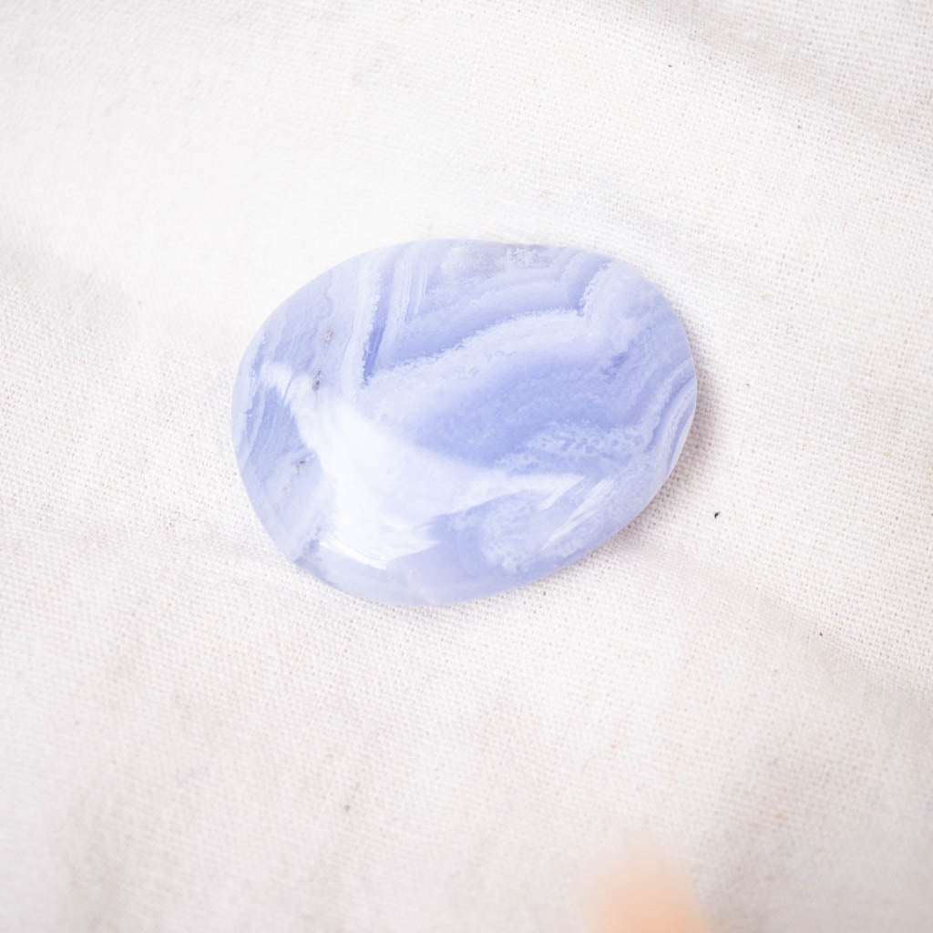 blue lace agate palm stone
