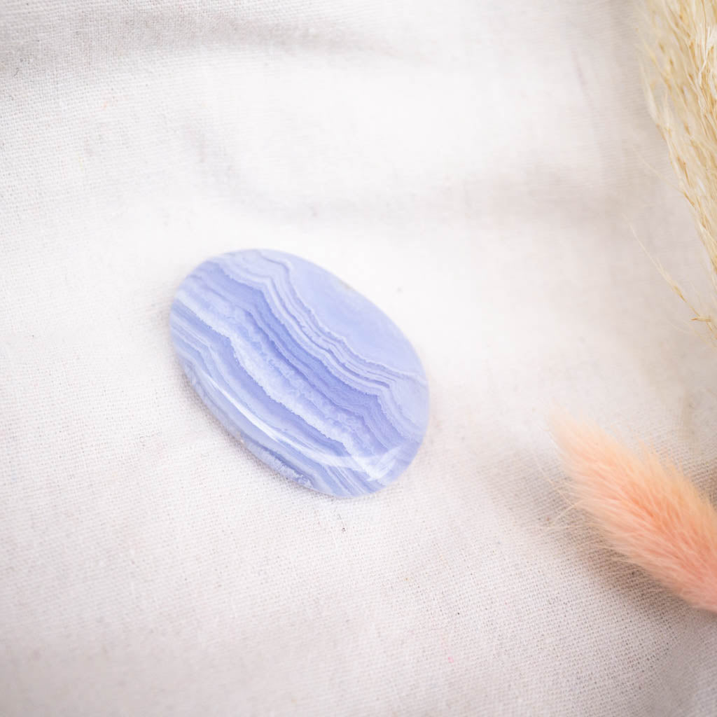 blue lace agate palm stone