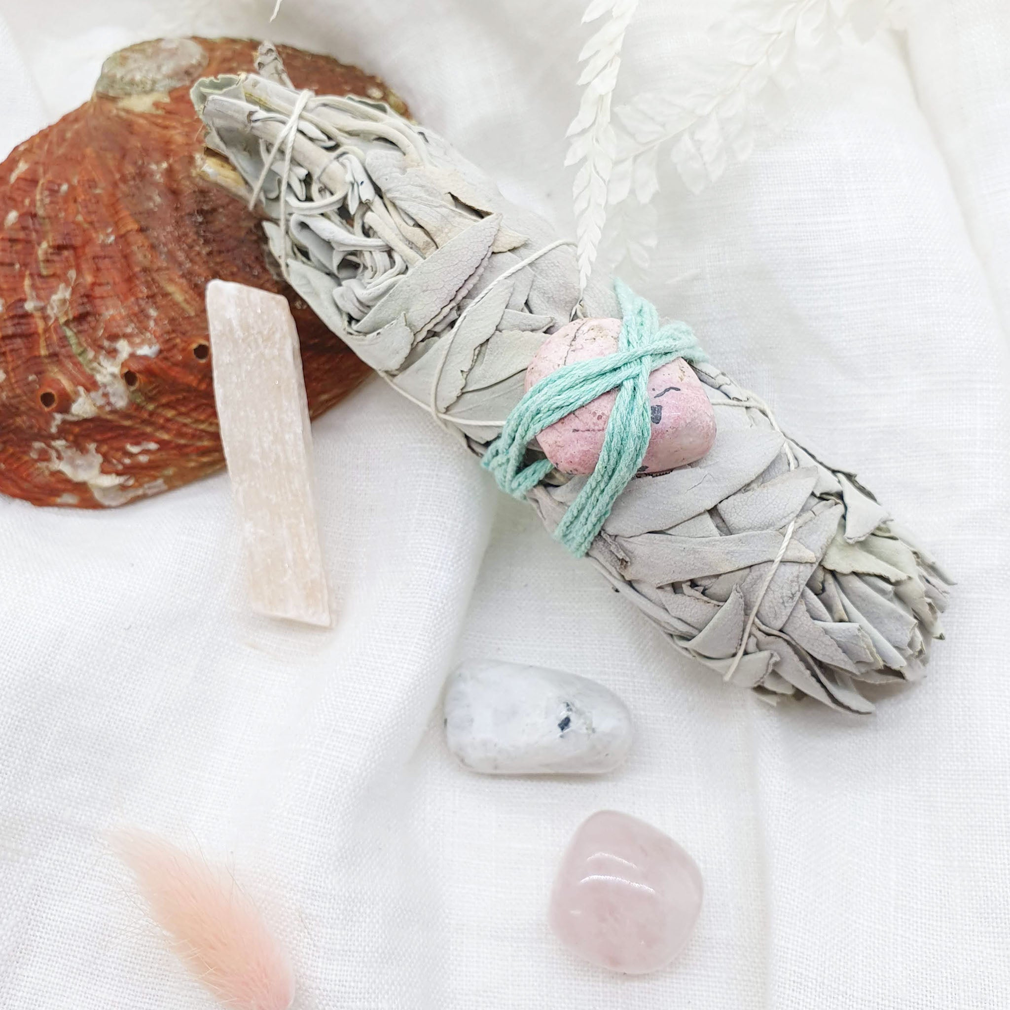 white sage with rhodonite